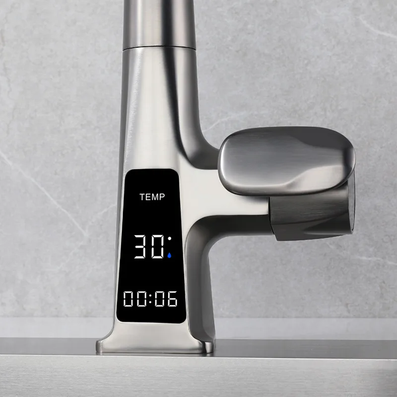 Lavello rotante ed estensibile per uso domestico da cucina, rubinetto con Display digitale, rubinetto multifunzionale a pioggia volante