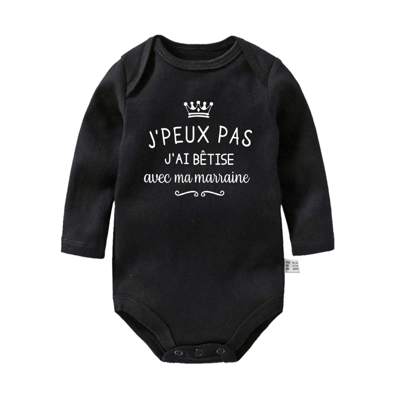 I Can Not Stupidity with My Godmother Funny Newborn Baby Rompers Cotton Long Sleeve Boys Girls Bodysuits Infant Baby Clothes