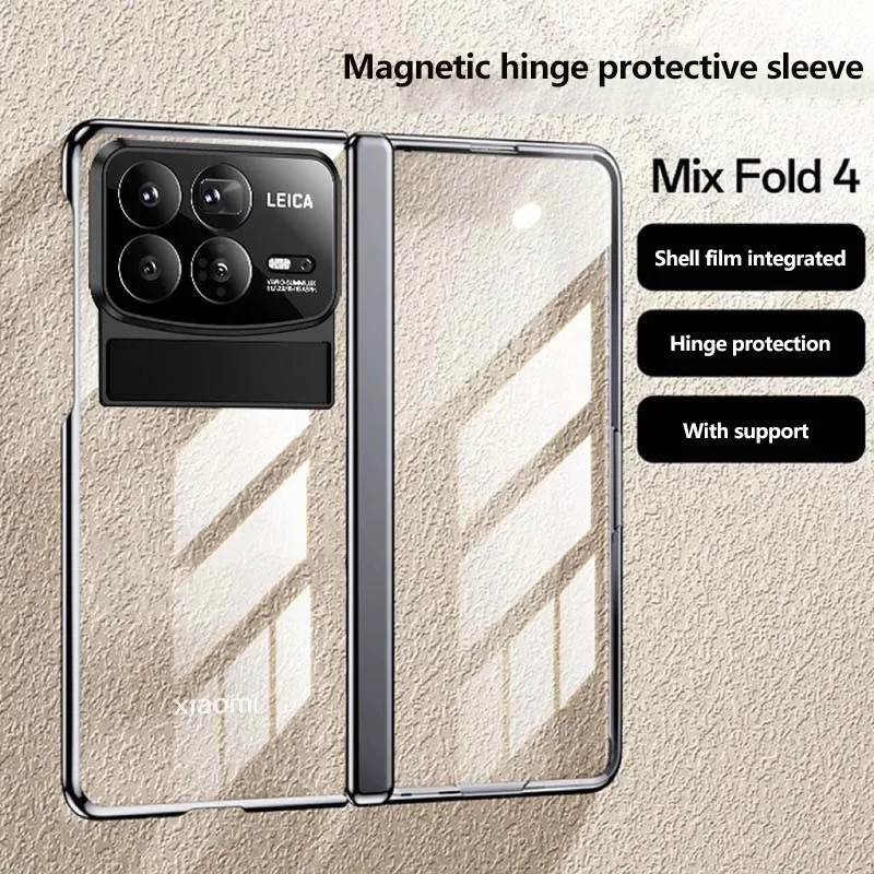 

Прозрачный чехол для телефона Xiaomi Mix Fold 4 Гальваническая рамка петля металлический держатель объектива с закаленной пленкой