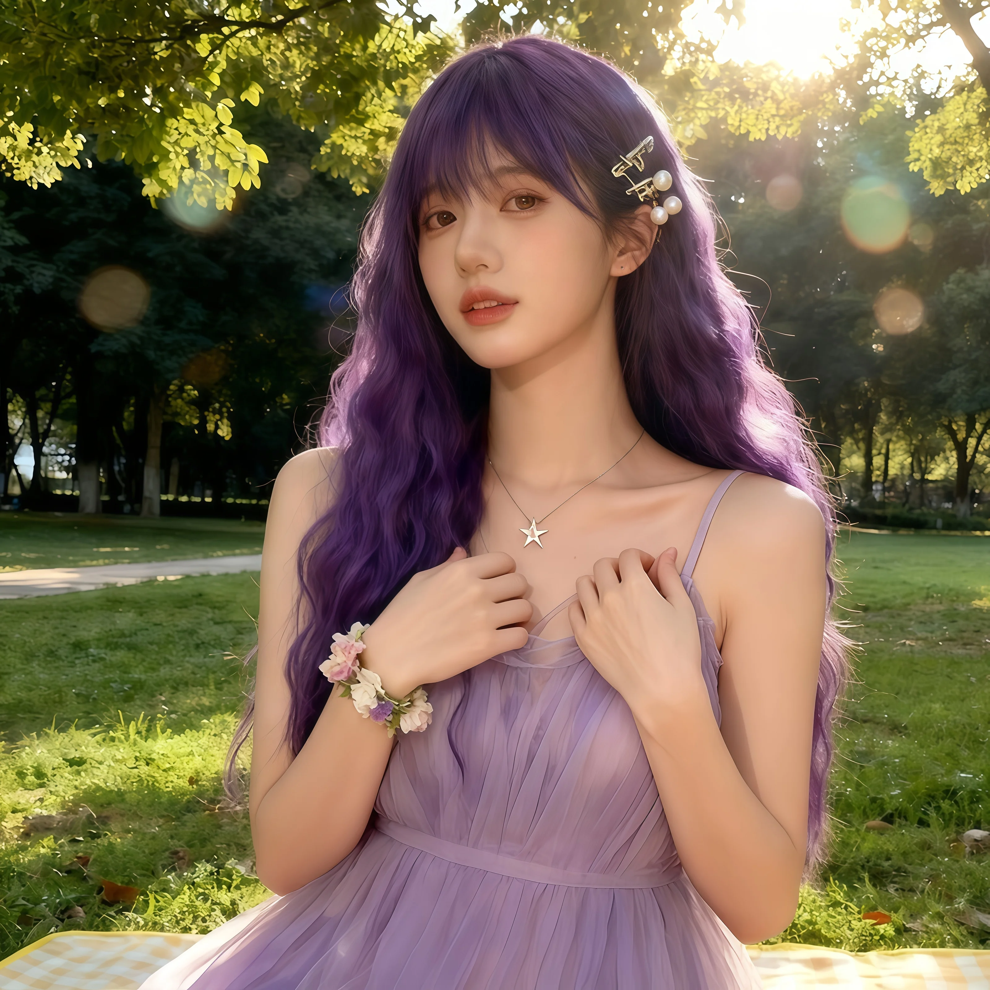 Ashely Purple Lolita Wig for Women 24inch Long Curly Hair Wigs Cute Nature Cosplay Colored Glueless Wig Wear and Go Headband Wig 5