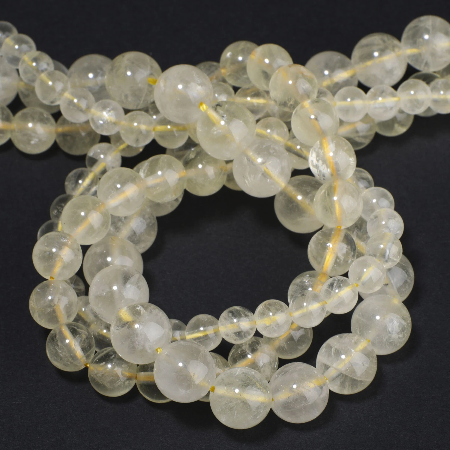 AAA Natural Lemon Quartz Bead Light Yellow Crystal Round Loose Stone Beads for Jewelry Making Diy Bracelet Beading Accessories