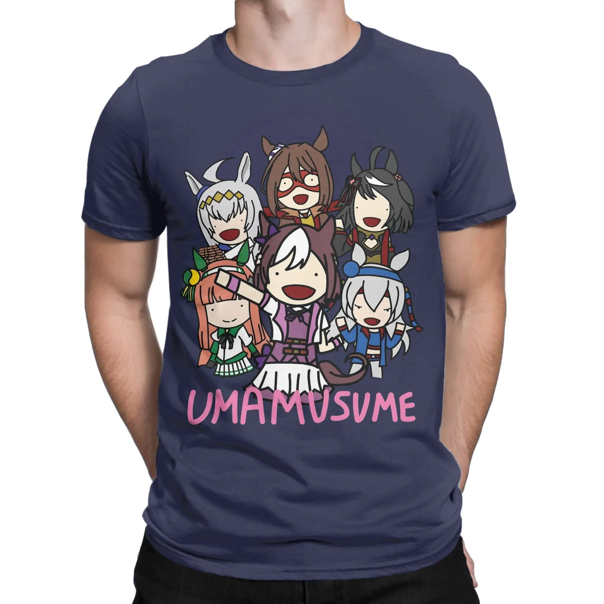 Umamusume Make debut with Horses T Shirts Men Pure Cotton Funny T-Shirts Crewneck  Tee Shirt Short Sleeve Clothing Big Size