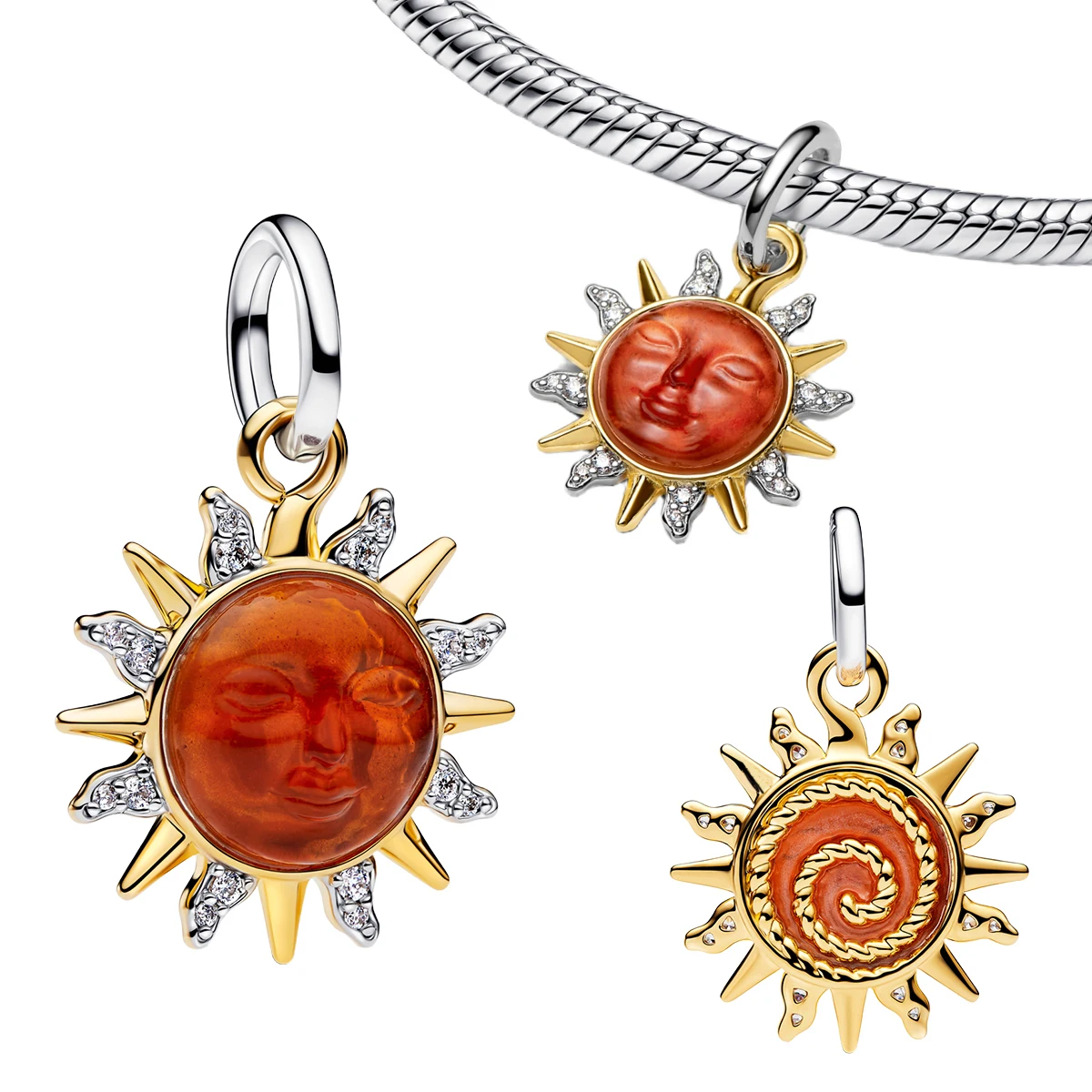 Hot Sale Original 925 Sterling Silver Red Bird Love Dog Flower Glass Bead Pendant Bracelets Necklaces Womens DIY Jewelry Gift view 6