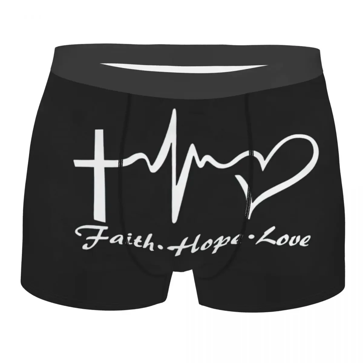 Faith Hope Love Flag Underpants Breathbale Panties Male Underwear Print Shorts Boxer Briefs