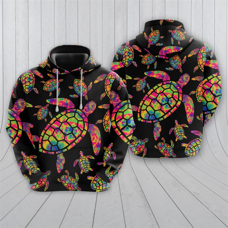 Sudadera con capucha con estampado de tortuga marina para hombre, sudadera con capucha con estampado de animales del océano en 3D, sudadera suelta informal para exteriores, moda de primavera y otoño