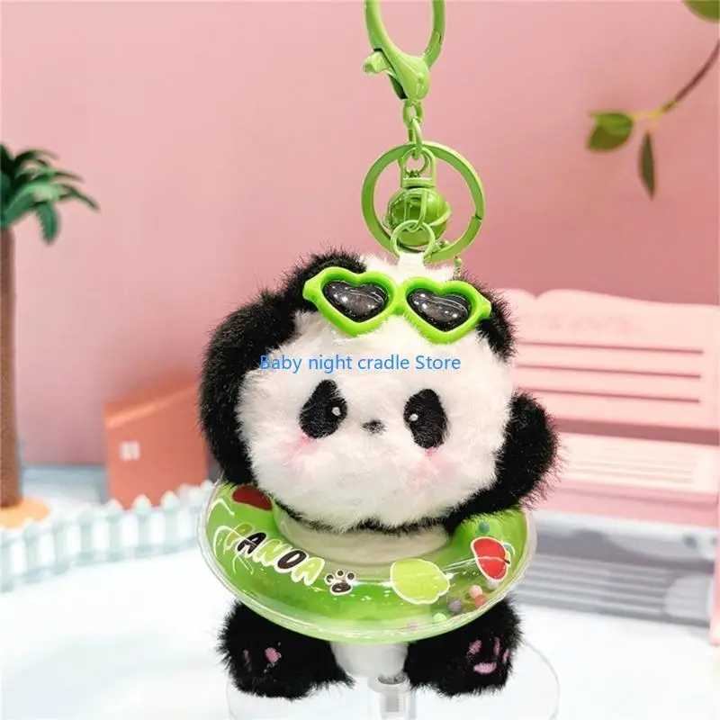 

J2FF Pool Panda Schoolbag Pendant Keychain Puppy Panda Bear Chinese Panda Cartoon Charm for Boys Girls Vending Machine