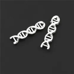 30pcs Silver Color 26x4mm Chemical Molecule Charms DNA Dopamine Pendant Fit DIY Handmade Metal Alloy Jewelry Making Supplies