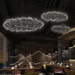 Modern Art Design Stars Fireflies Iron Mesh Cloud Chandelier Bedroom Stair Creative Restaurants Decorative Lighting Fixtures LED