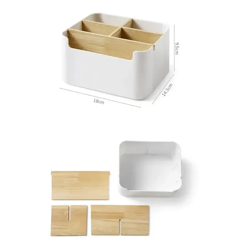 Simple Wooden Detachable Desktop Storage Box Remote Control Living Room Organizer Office Stationery Classification Storage Box
