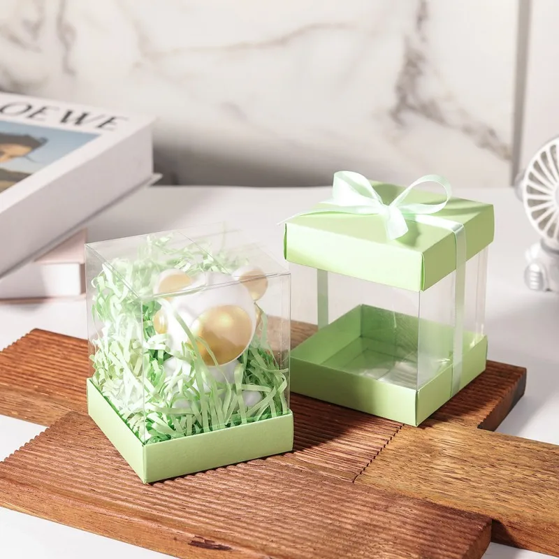 10Pcs Clear Favor Boxes, Clear Gift Boxes Mini Transparent Cube Macaron Boxes Candy Boxes for Wedding Favors Baby Shower