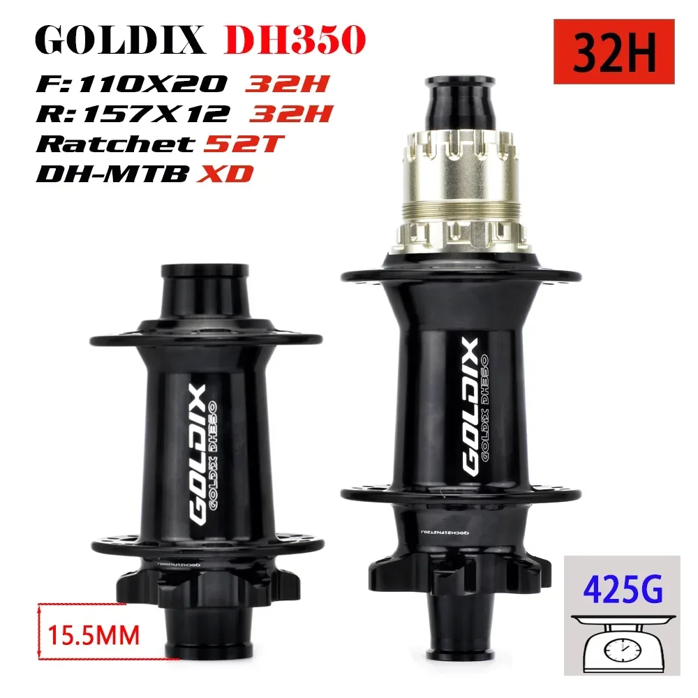 GOLDIX DH350 Downhill Mountain Bike Hub 6 Bolt Disc Brake Heavy MTB Hub Ratchet 52T 157x12 110x20 32H for Shimano HG MS Sram XD
