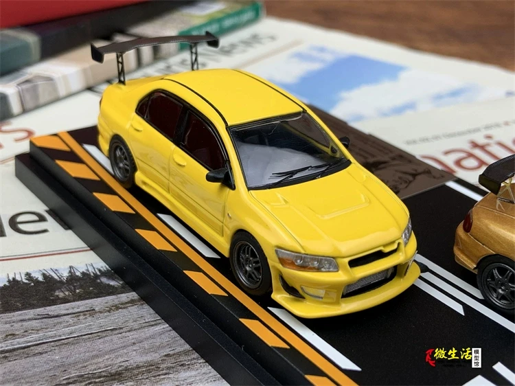 Newly Stocks Hi Story Modeler 1:64 Double Car Set Version Mazda Roadster Orange And Lancer EVO VII Yellow Color In 2024