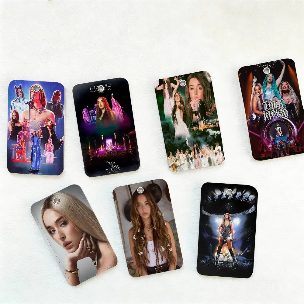 Estuche para Tarjetas de Acceso de Cuero con Llavero de L-lola Indigo, Cantante Musical, 1 Unidad