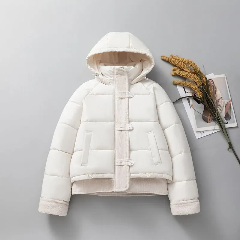 

Fake Two Short cotton Jacket Women Parkas Winter 2026 New Fashion Patchwork Thick Warm Padded Coat Female Loose Outerwear T1633