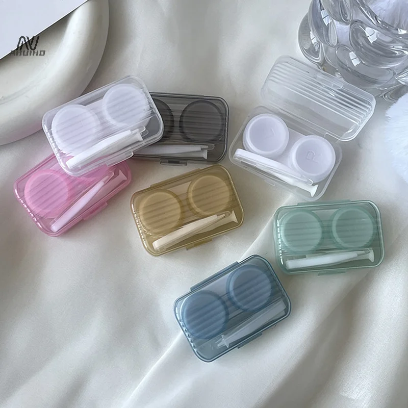 1PC Cute Candy Color Contact Lens Case For Girl Cute Portable Contact Lens Box Kit Beauty Lens Storage Container