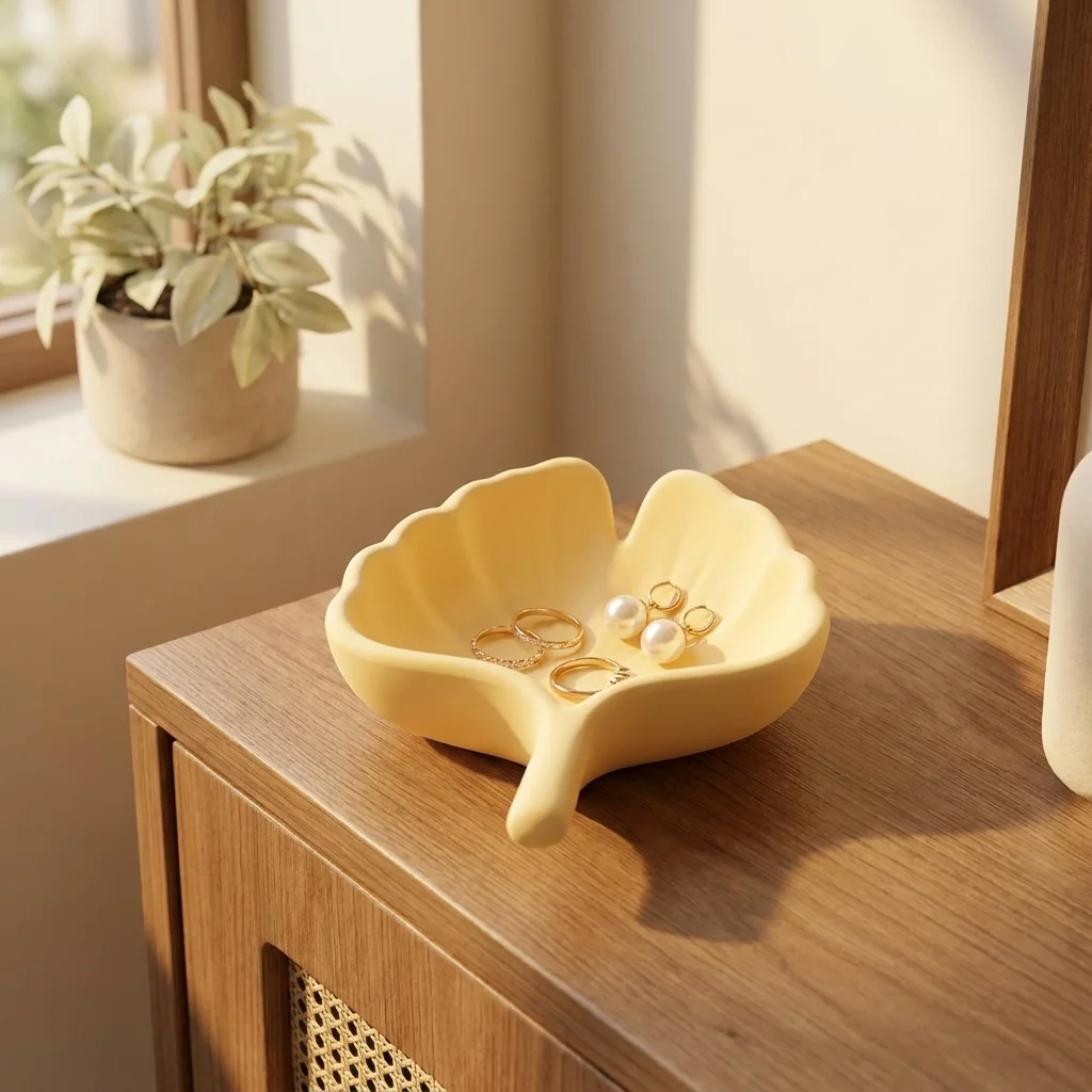 3D Printing Jewelry - Ginkgo Yaprağı Şeklinde Mini Tepsi Mücevher