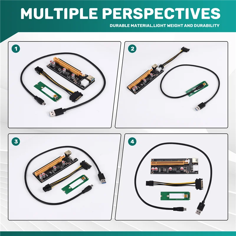 AEF7-NGFF M.2 M Key a USB 3,0 PCI-E Riser Card M2 a USB3.0 PCIE 16X 1X extensor con alimentación para minero de Bitcoin Litecoin