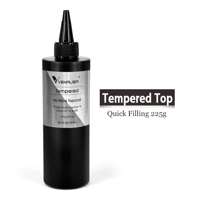 Venalisa Long Wear Tempered Top Coat Reinforce Gel-Nachfüllpaket Soak Off UVLED-Nagelgellack Großes Volumen 225 g/30 ml Basisgel