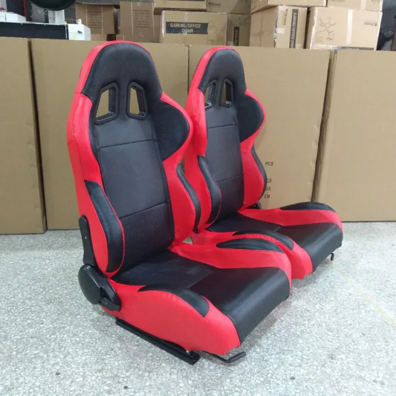 

Modified Car Single Slide Adjustable Red and Black Carbon Pattern Racing Sports Seat
