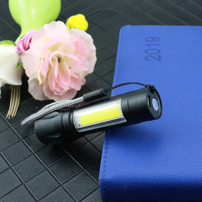 Portable Mini Adjustable Zoom LED COB 3 Mode Waterproof Torch Rechargeable Pocket Flashlight