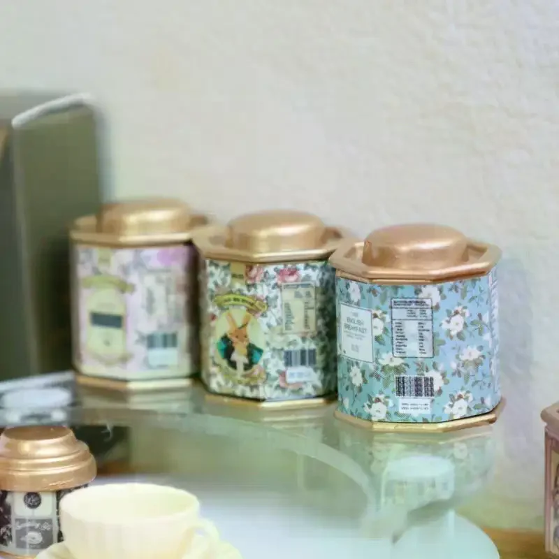 1/12 casa de muñecas en miniatura, lata de café, lata de té, modelo de artículo de simulación, adorno, Mini juguetes, muebles, accesorios para decoración de casa de muñecas