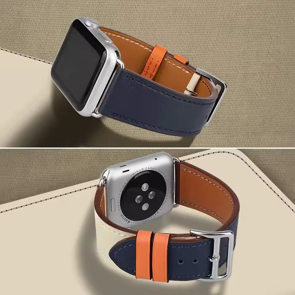 Leather Strap for Apple Watch Ultra 49mm 10 46mm 42mm 9 8 7 45mm 41mm Sports Comfortable Wristband Series 6 5 4 SE Accessories