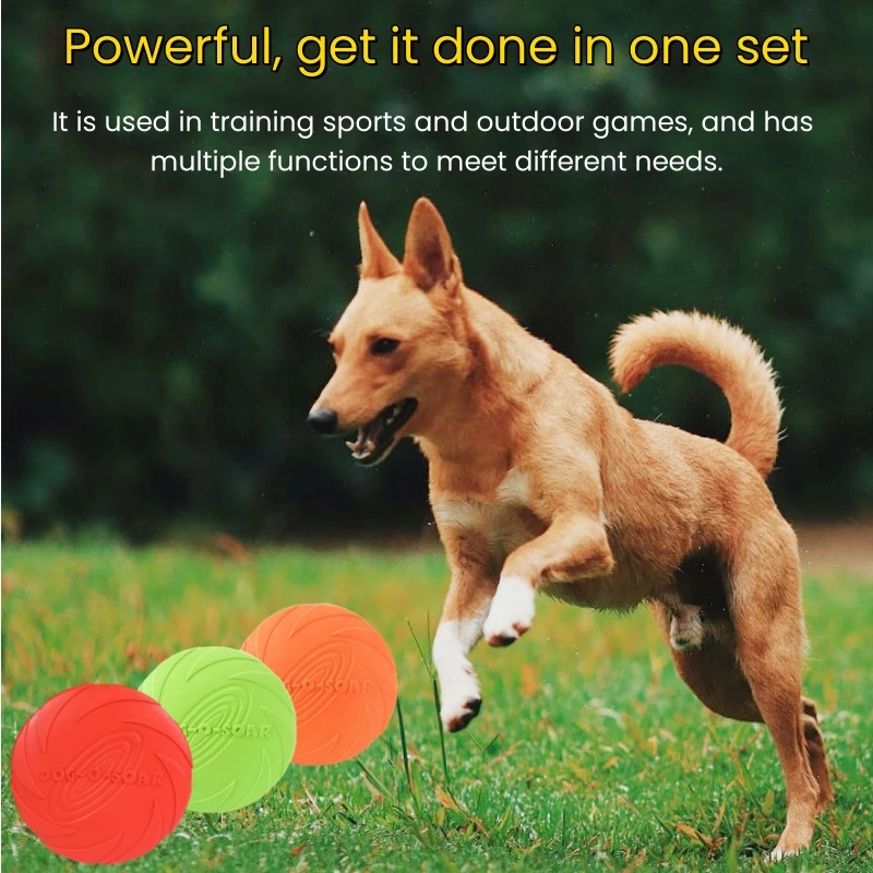 Safety Rubber Toys For Pet Dog Silicone Game Dog Toy Flying Discs Running Trainning Interactive Toys Pet Supplies Flying Disc