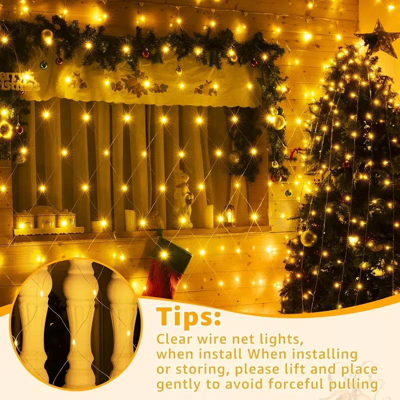 Solar-Netzlichter für den Außenbereich, wasserdichte LED-Lichterketten mit 8 Beleuchtungsmodi für Gärten, Rasenflächen, Partys und Weihnachtsdekorationen – Detail 5