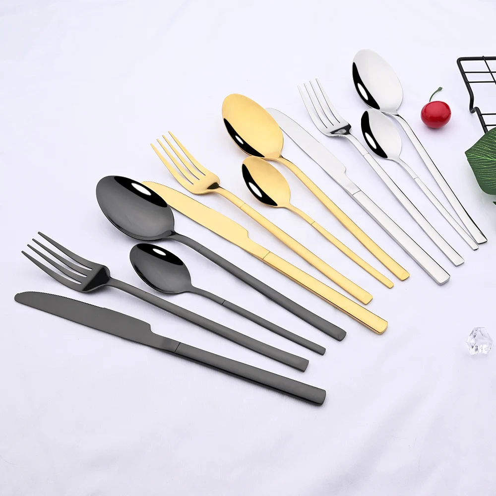 4People Pink Gold Dinnerware Set Stainless Steel Cutlery Set Knife Fork Tea Spoon Dinner Set Kitchen Tableware Silverware Set