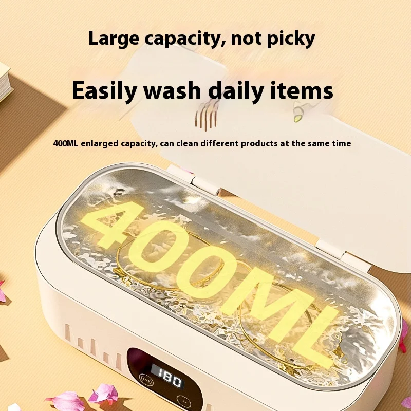 Mini Ultrasonic Household Cleaner High-Frequency Vibration Tool for Glasses Jewelry Tableware Deep Cleaning