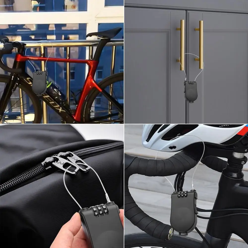 DOMEN Bicycle Steel 3 Digit Cable Code Lock Outdoor Waterproof Motorcycle Helmet Anti-Theft Chain Password Lock Bike Accessories image 5