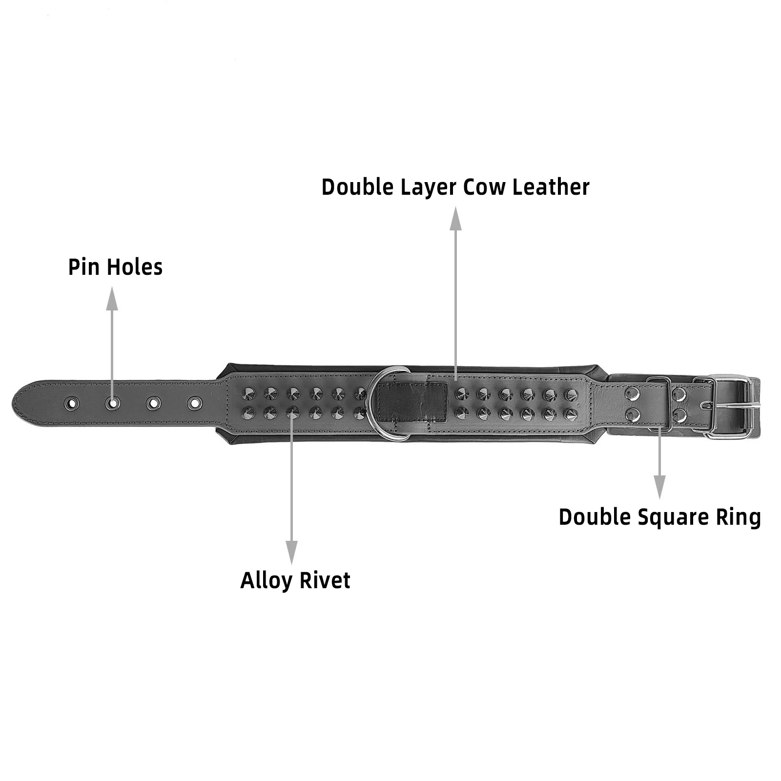 Punk Style Cowhide Genuine Leather Dog Training Collars Bite Proof Stainless Steel Rivet Spiked Dog Collars Custom