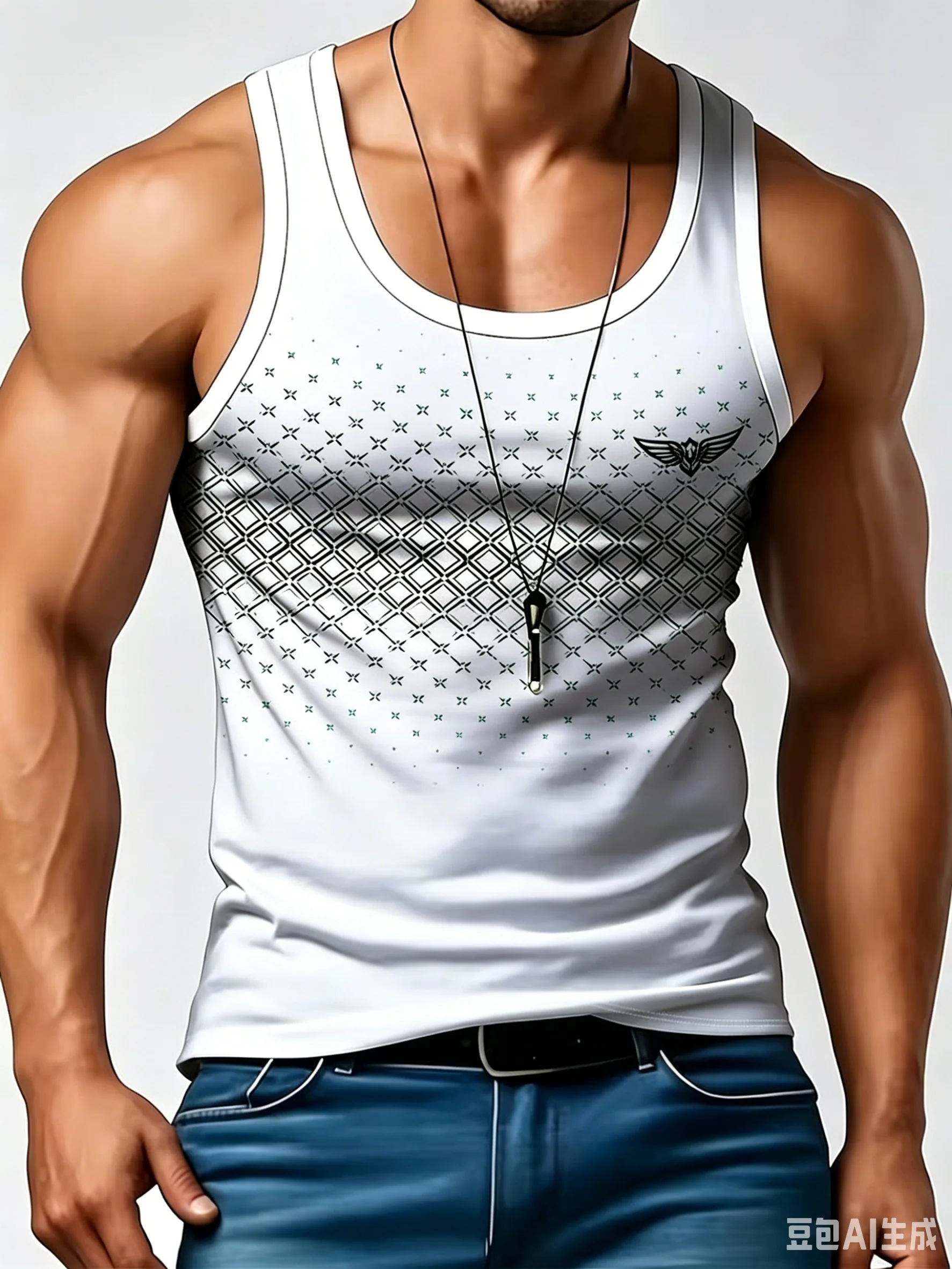 Men's sports sleeveless vest Summer Breathable Mesh Tank Top Stylish Print Sleeveless Shirt Casual