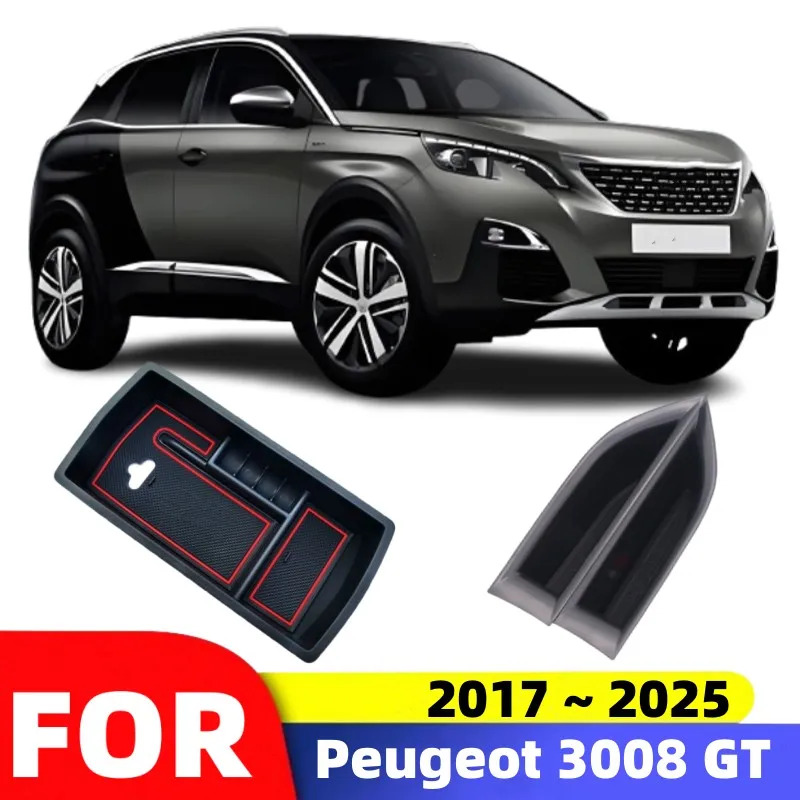 

For Peugeot 3008 GT 2017~2025 1pc Car Door Central Console Armrest Filler Storage Box Sundries Tidying Case Interior Accessories