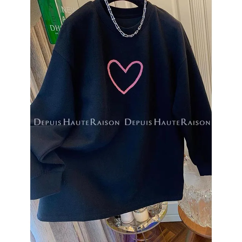 Spring Basic Loose Casual O-neck Long Sleeve Sweatshirts Women Fashion Printing Young Style Tops Office Lady Vintage Pullovers