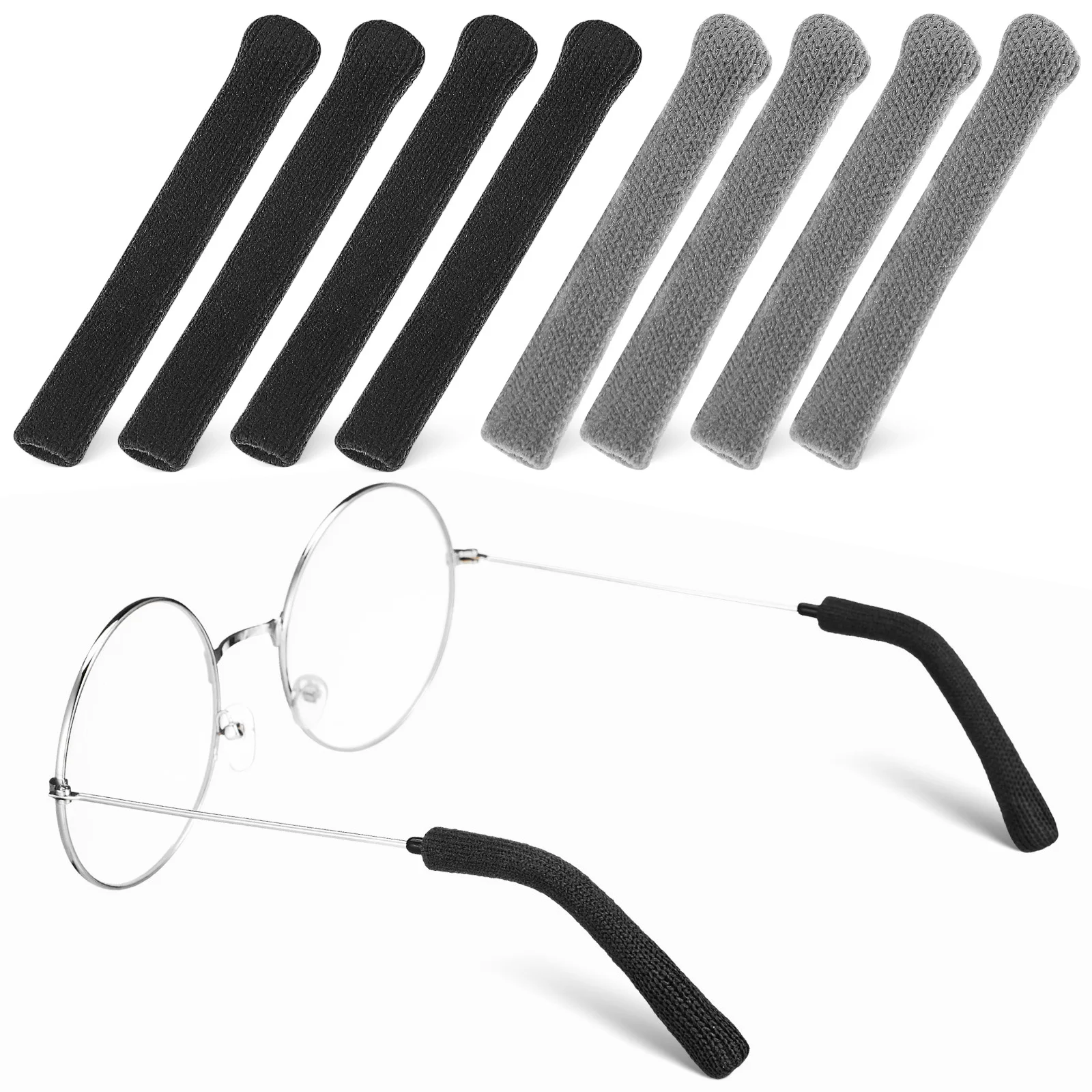 

4pcs Anti-Slip Eyeglass Ear Cushions Knitted Glasses Temple Sleeves Soft Elastic Grips For Behind Ear Nonslip Arm Covers