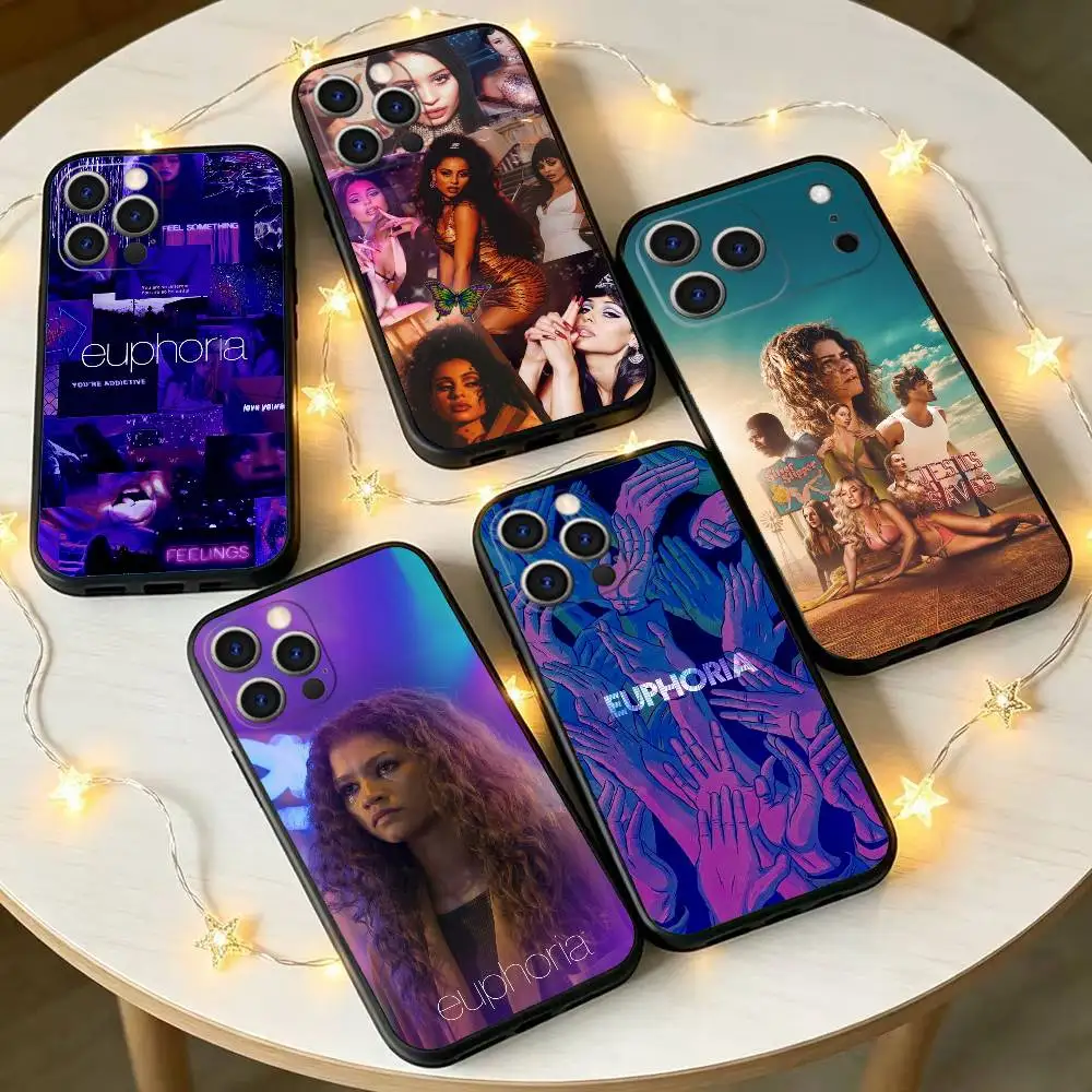 Coque de téléphone en silicone souple E-Euphoria USA TV Series pour iPhone 17 16 15 14 13 12 11 X XR Plus Pro Max Plus