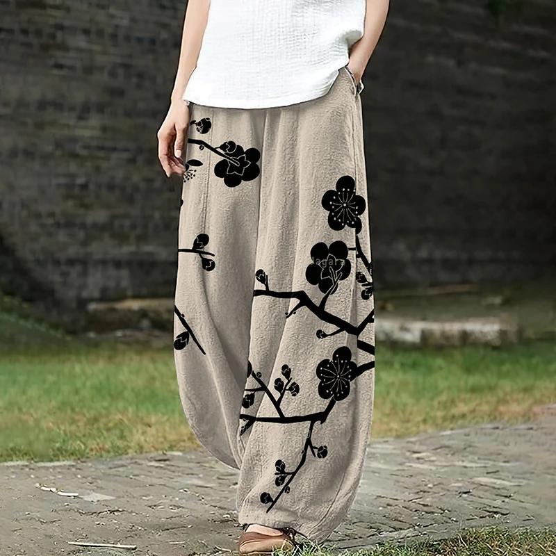 Women's Relaxed Fit Everyday Trousers Wide-Leg Pants With Loose Silhouette Drawstring Design Hip-Hop Style Casual Pants