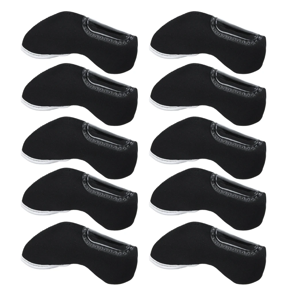 1set Of 10PCS Neoprene Golf Iron Head Cover Protection HEAD COVER Case BLACK