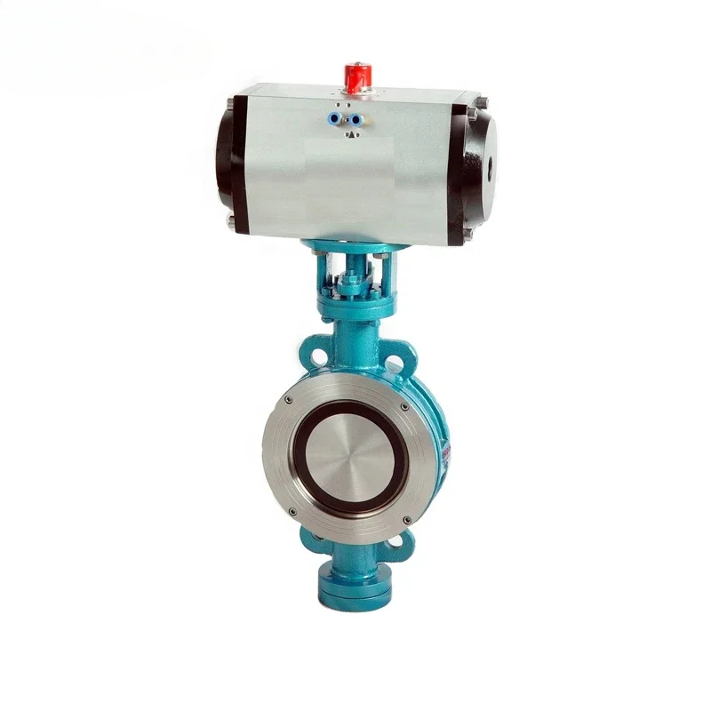 5 Inch Wafer Type High Performance Stainless Steel Double Triple Offset Pneumatic Actuator Butterfly Valve