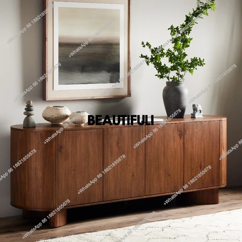 Solid wood dining side cabinet French retro living room home storage cabinet storage bedroom decorative cabinet