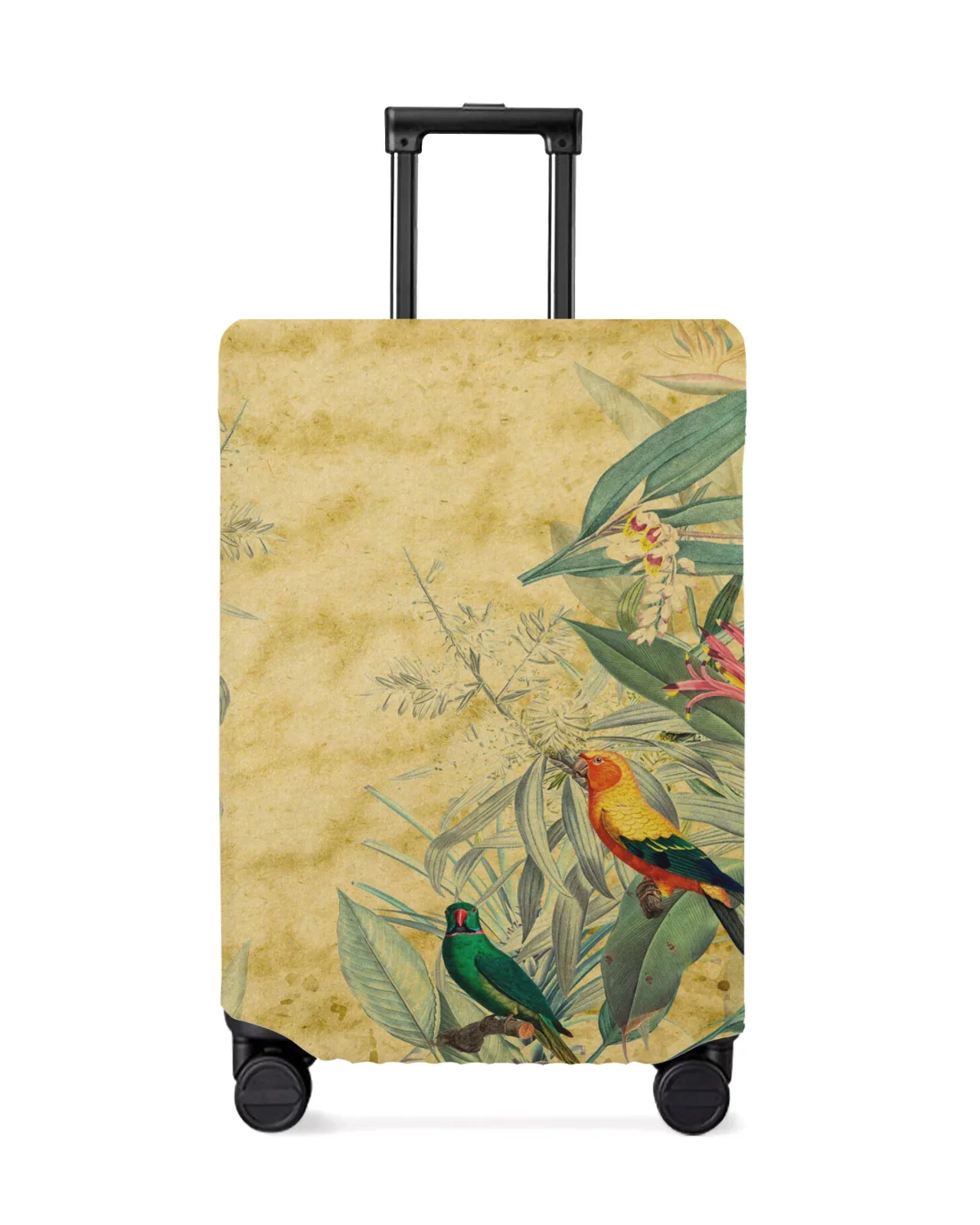 Parrot Flowers Plant Retro Travel Luggage Protective Cover for Travel Accessories Suitcase Elastic Dust Case Protect Sleeve