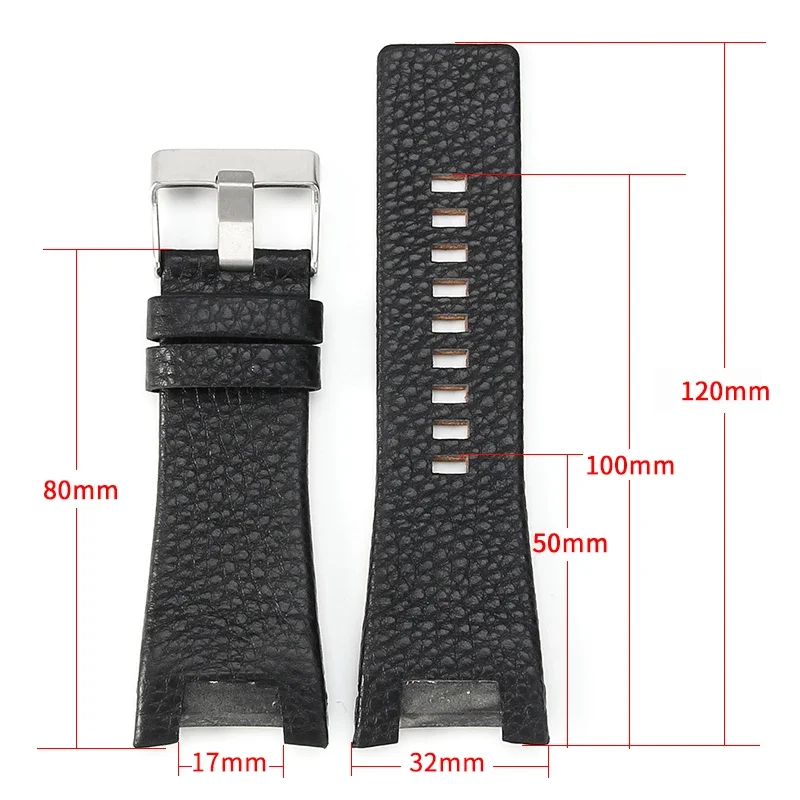 For Diesel Table Watch Band Concave Leather Dz4246 Dz1273 Dz1216 Soft and Comfortable Large Dial Watch Strap Male 32mm Wristband