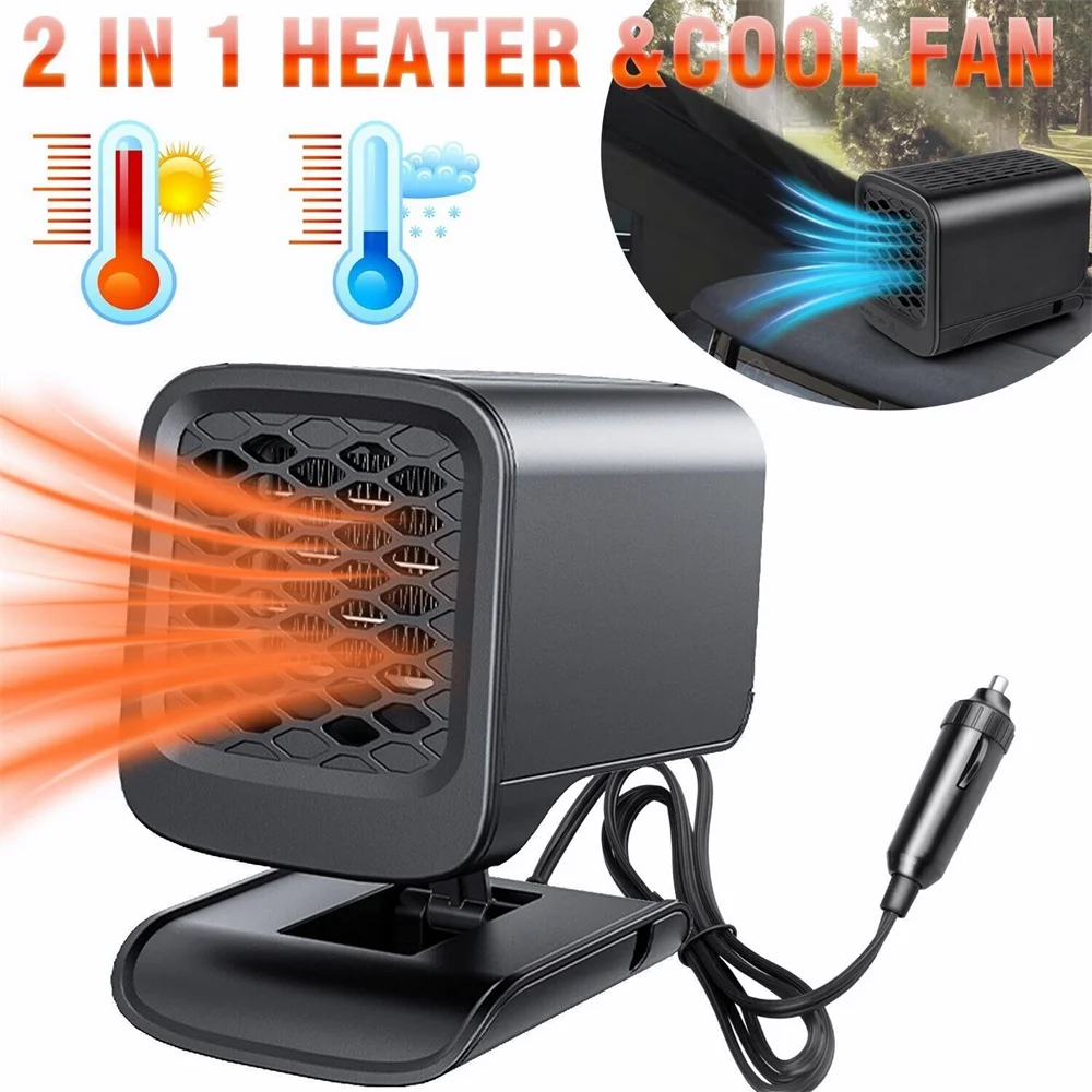 

Car Heater 12/24V Portable Car Heating Fan 2 in 1 Cooling Heating Auto Windshield Window Defroster Car Anti-Fog Heater Demister