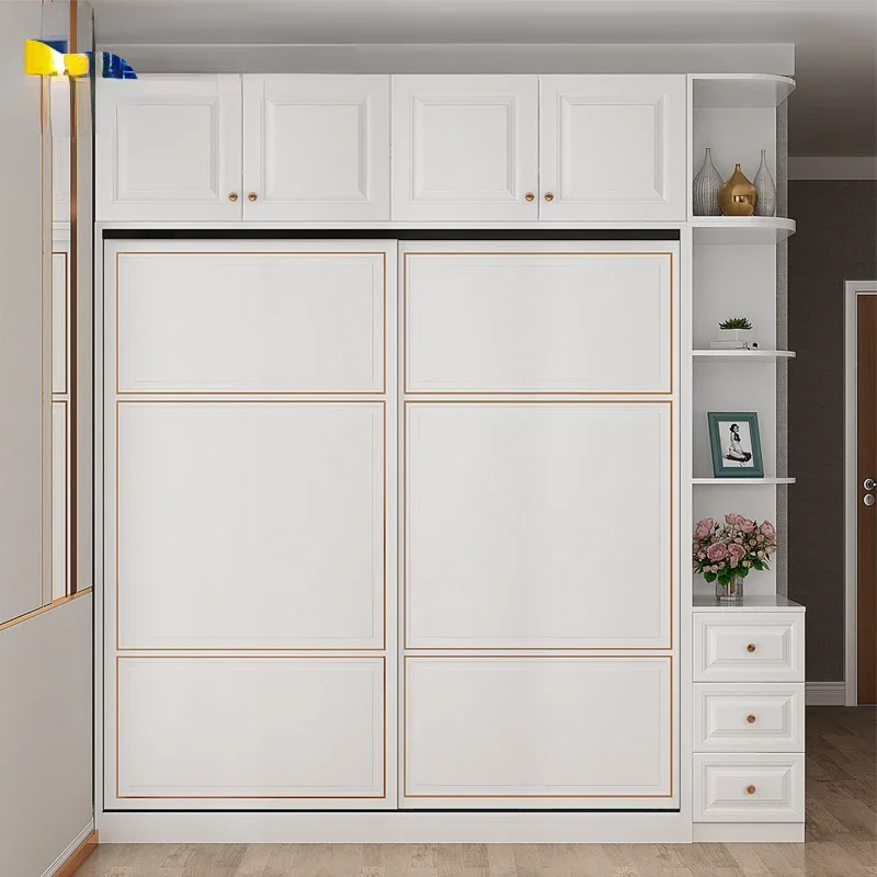 Push-Pull Wardrobe Combination Modern Minimalist Bedroom Overall Wardrobe Sliding Door Wardrobe