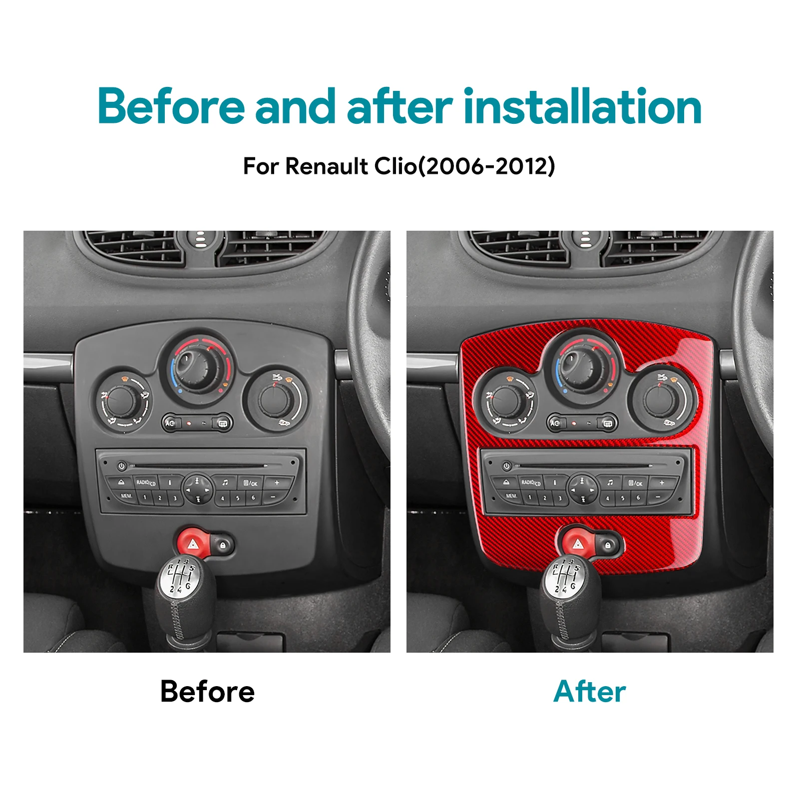 

Carbon Fiber Dashboard Trim for Renault Clio 3 2006 to 2012 LHD RHD CD AC Panel Soft Sticker Interior Car Accessories Kit