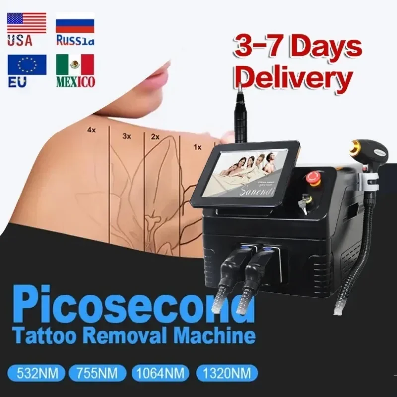 Pico Picosecond Laser Nd Yag Q-switch Tattoo Remova Output Power Yechnology Without Water 755nm diode laser hair removal machine