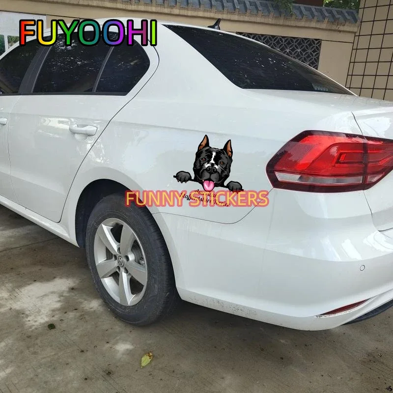 FUYOOHI American Staffordshire Terrier Dog Head Car Stickers Fashionable Simple Decals Scratch-proof Decor