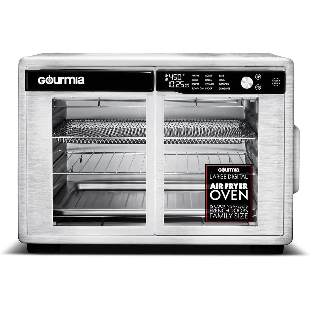 

rench Door Air ryer Oven - 37 Qt Large acity Convection Toaster Oven, ryorce 360°, Digital Display, 12 Cooking Presets, ydrate,