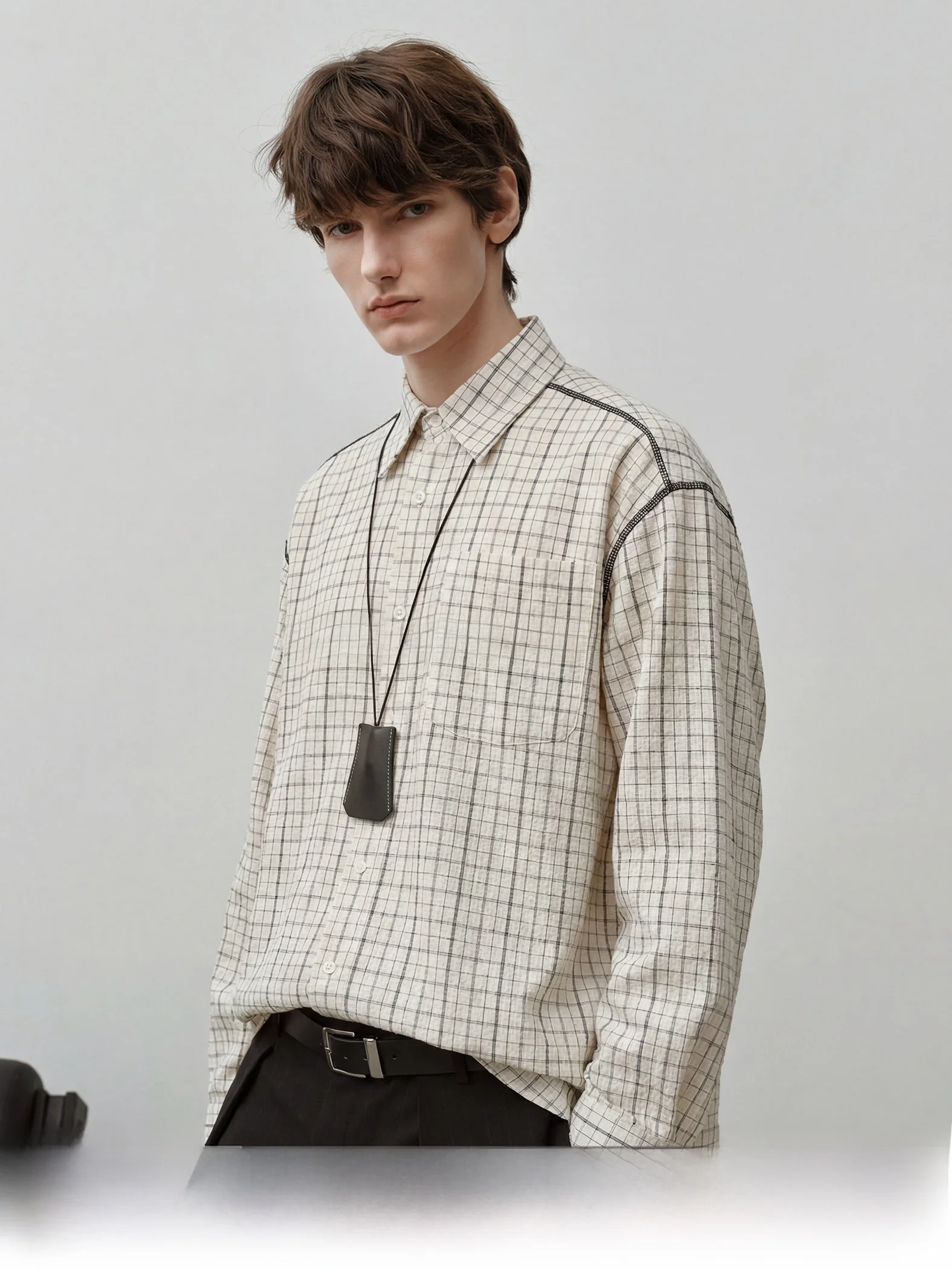 

Мужская повседневная рубашка-куртка в клетку с пэчворком, с длинным рукавом, весна 2026, классический стиль, высококачественная смесь хлопка и полиэстера, на пуговицах